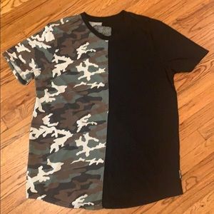 HALF CAMOUFLAGE / HALF BLACK TEE
